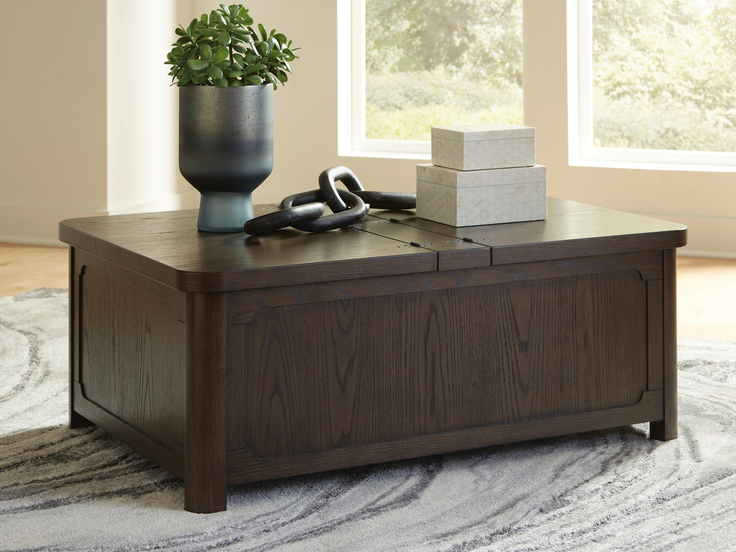 Ashley Breckington Dark Brown Coffee Table With Storage