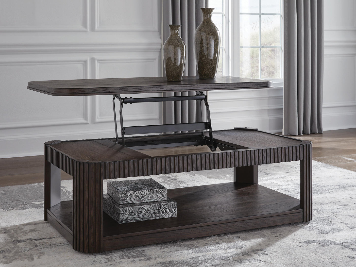 Ashley Carlibrie Warm Brown Lift-Top Coffee Table