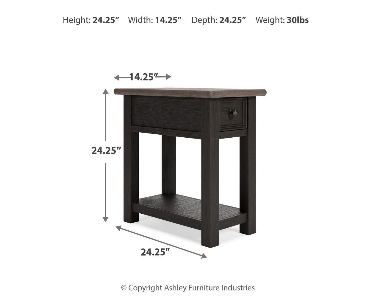 Ashley Tyler Creek Grayish Brown Black Chairside End Table