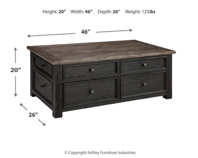 Ashley Tyler Creek Grayish Brown Black Coffee Table with Lift Top