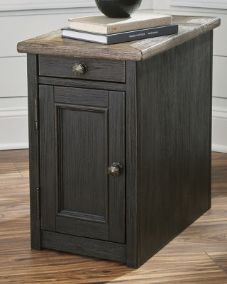 Ashley Tyler Creek Grayish Brown Black Chairside End Table with USB Ports & Outlets