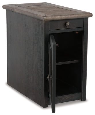 Ashley Tyler Creek Grayish Brown Black Chairside End Table with USB Ports & Outlets