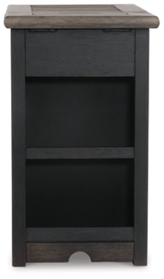 Ashley Tyler Creek Grayish Brown Black Chairside End Table with USB Ports & Outlets