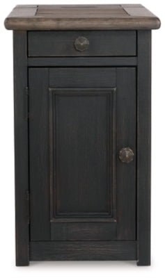 Ashley Tyler Creek Grayish Brown Black Chairside End Table with USB Ports & Outlets