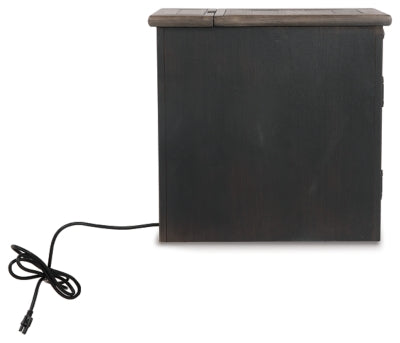 Ashley Tyler Creek Grayish Brown Black Chairside End Table with USB Ports & Outlets
