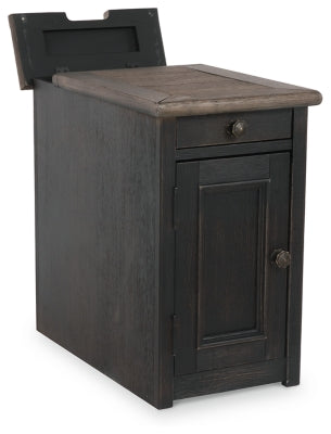 Ashley Tyler Creek Grayish Brown Black Chairside End Table with USB Ports & Outlets