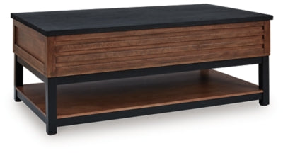 Ashley Kallari Warm Brown Black Lift-Top Coffee Table