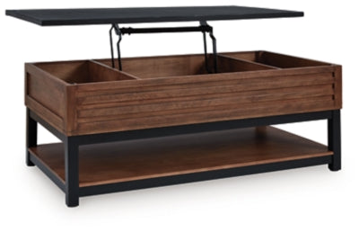 Ashley Kallari Warm Brown Black Lift-Top Coffee Table
