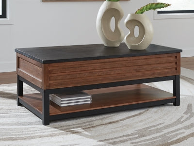 Ashley Kallari Warm Brown Black Lift-Top Coffee Table