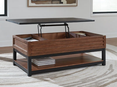 Ashley Kallari Warm Brown Black Lift-Top Coffee Table