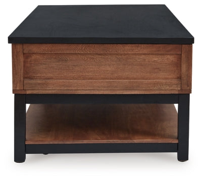 Ashley Kallari Warm Brown Black Lift-Top Coffee Table