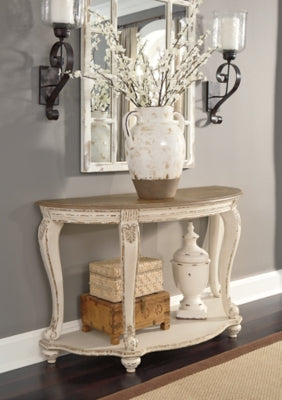 Ashley Realyn White Brown Sofa Table