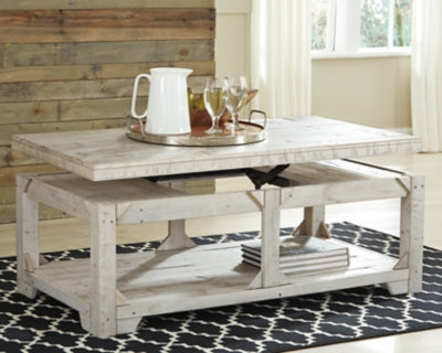 Ashley Fregine Whitewash Coffee Table with Lift Top