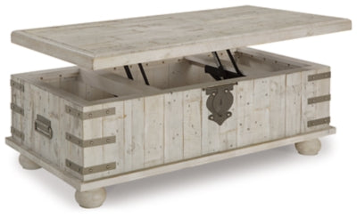 Ashley Carynhurst White Wash Gray Coffee Table with Lift Top