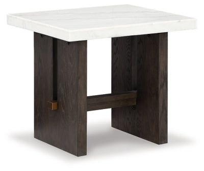 Ashley Burkhaus White Dark Brown End Table