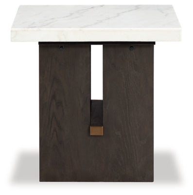 Ashley Burkhaus White Dark Brown End Table