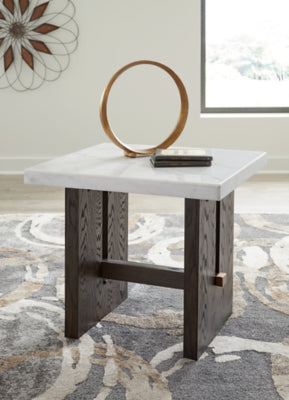 Ashley Burkhaus White Dark Brown End Table