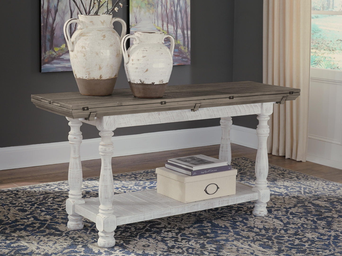 Ashley Havalance Gray White Sofa/Console Table