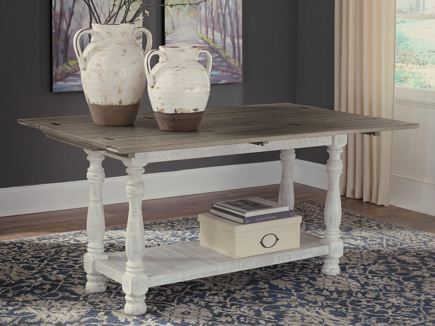 Ashley Havalance Gray White Sofa/Console Table