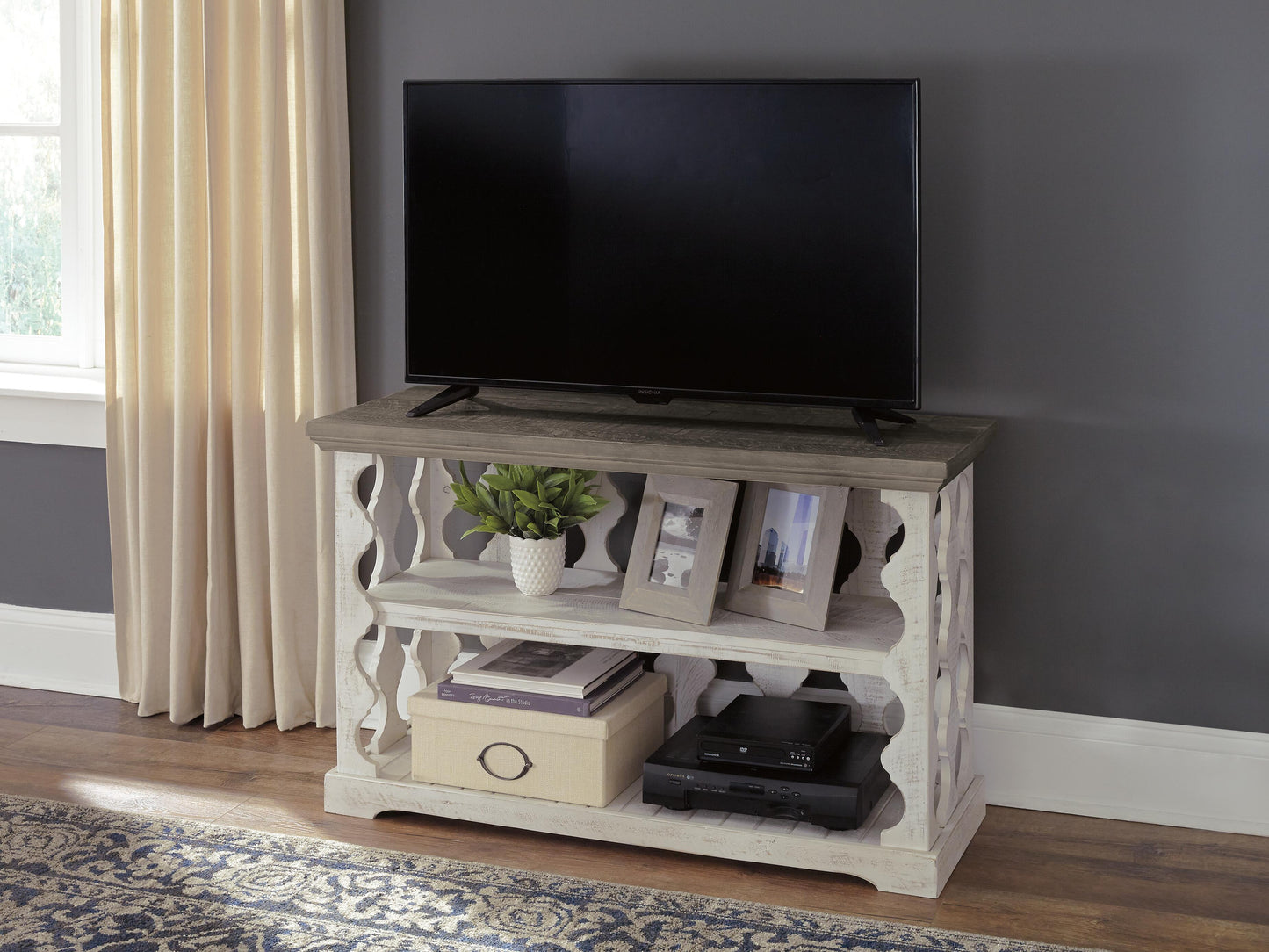 Ashley Havalance Gray White Sofa/Console Table with Shelf