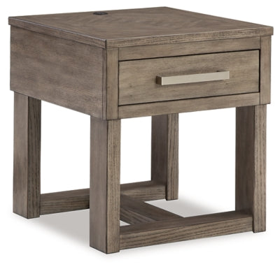 Ashley Loyaska Grayish Brown White End Table