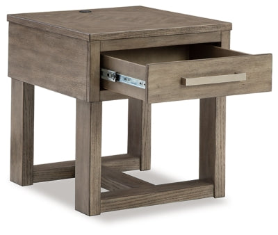 Ashley Loyaska Grayish Brown White End Table