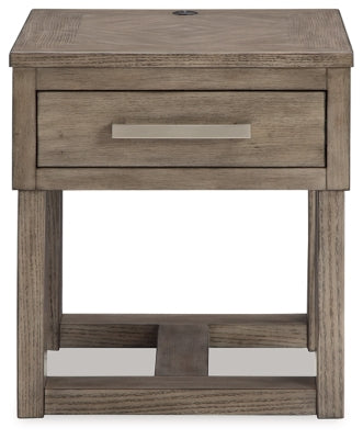Ashley Loyaska Grayish Brown White End Table