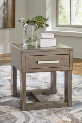 Ashley Loyaska Grayish Brown White End Table