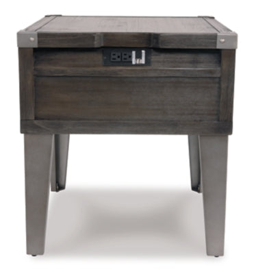 Ashley Todoe Dark Gray End Table with USB Ports & Outlets