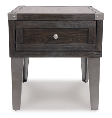 Ashley Todoe Dark Gray End Table with USB Ports & Outlets