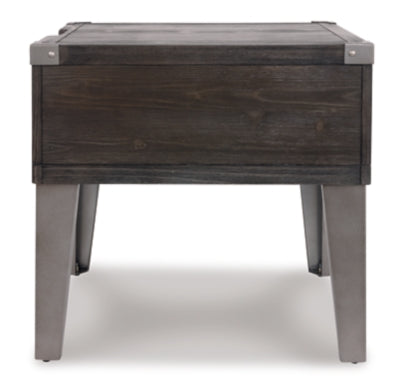 Ashley Todoe Dark Gray End Table with USB Ports & Outlets
