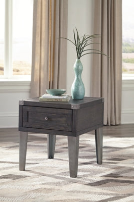 Ashley Todoe Dark Gray End Table with USB Ports & Outlets