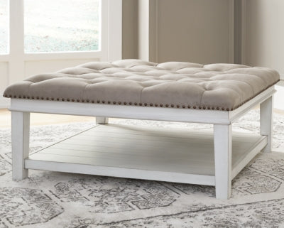 Ashley Kanwyn Whitewash Upholstered Ottoman Coffee Table