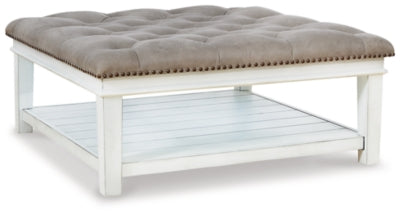Ashley Kanwyn Whitewash Upholstered Ottoman Coffee Table