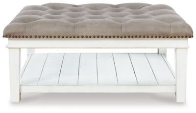 Ashley Kanwyn Whitewash Upholstered Ottoman Coffee Table