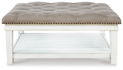 Ashley Kanwyn Whitewash Upholstered Ottoman Coffee Table