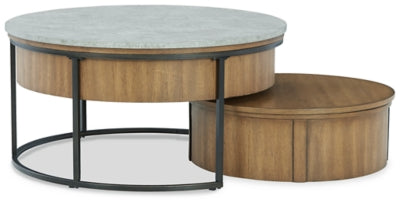 Ashley Fridley Gray Brown Black Nesting Coffee Table (Set of 2)