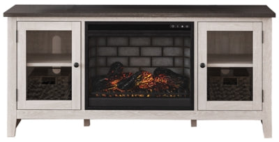 Ashley Dorrinson Two-tone 60" TV Stand with Electric Infrared Fireplace